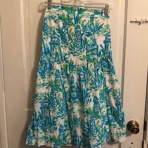 Strapless Lilly Pulitzer Lighthouse Print Dress